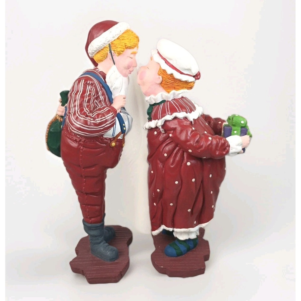 Department 56 Christmas Figurine I Saw Mama Kissing Santa Claus Lot of 2